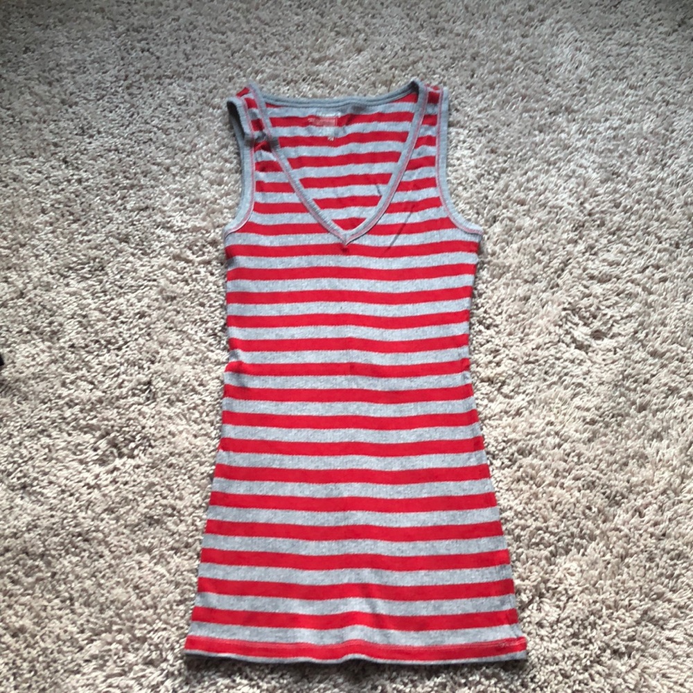 Old Navy Red and grey stripped tank top